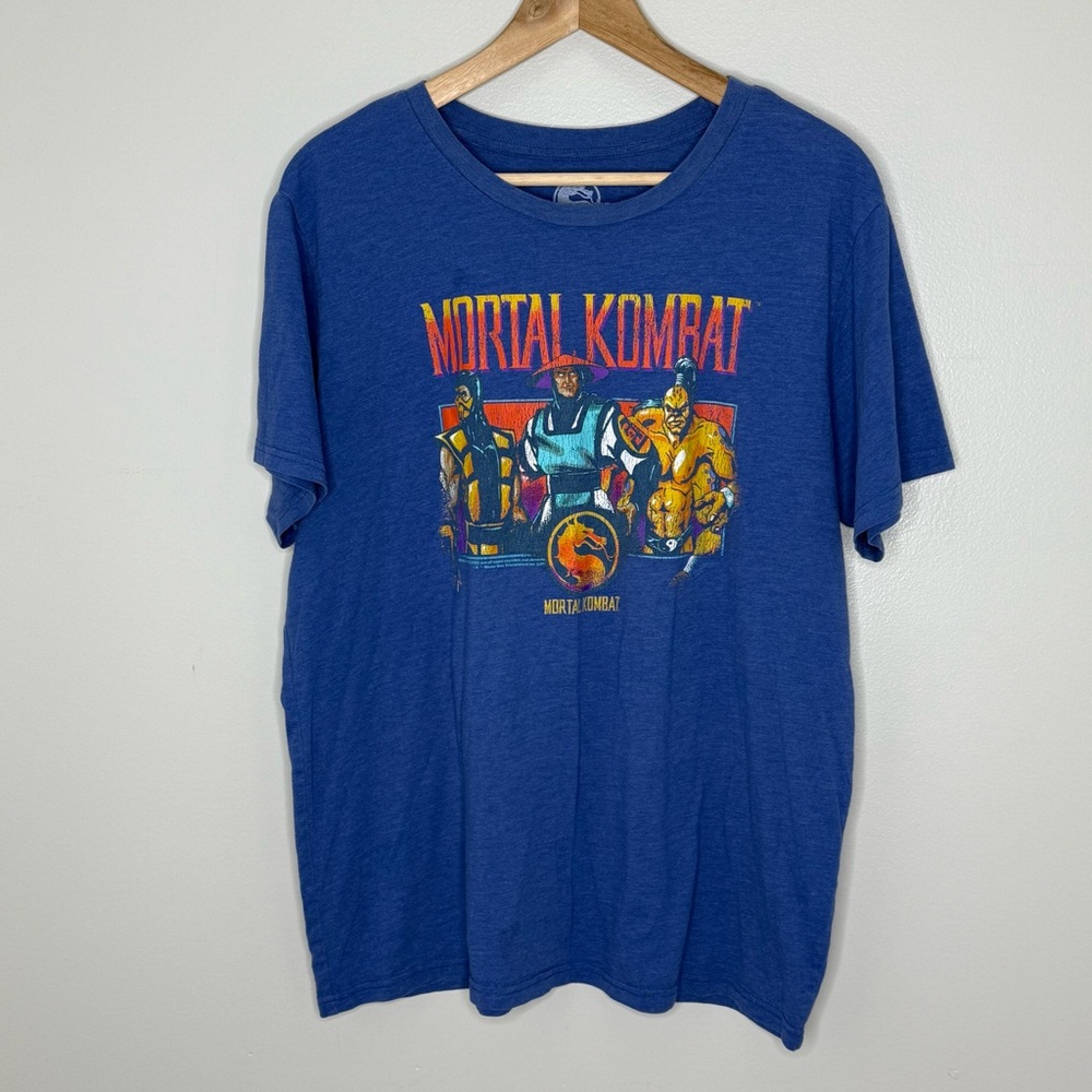 Mortal Kombat T-Shirt Blue Retro Design XL Shirt Official Scorpion Raiden Goro